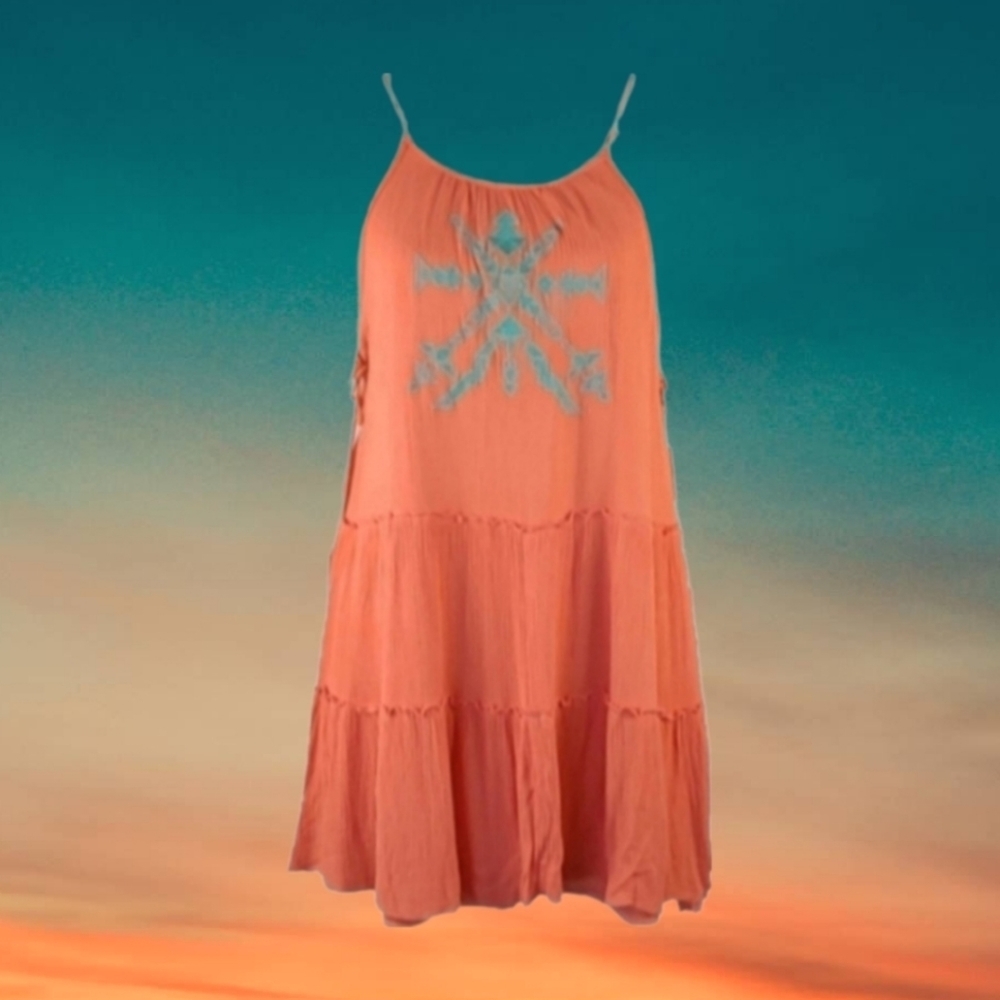 Vintage Embroidered Orange Summer Dress